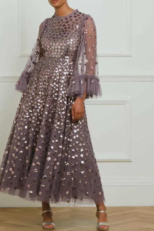 KIDSWomen Needle and Thread Glisten Long Sleeve Ankle Gown Purple KIDSWomen Needle and Thread Glisten Long Sleeve Ankle Gown Purple
