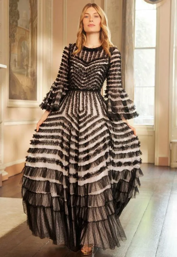 KIDSWomen Needle and Thread La Vie En Rose Round Neck Gown Black