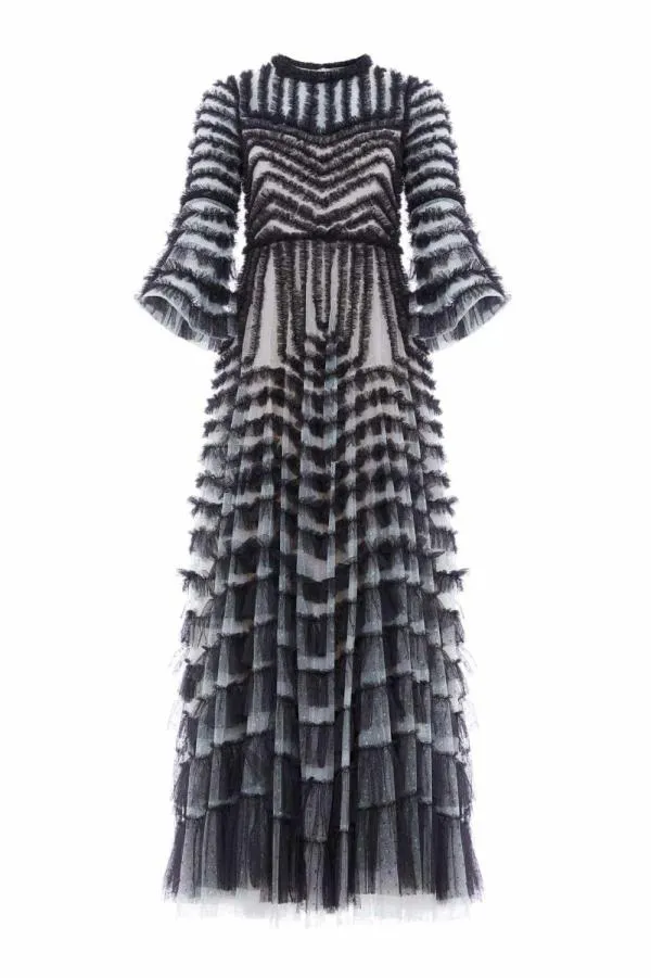 KIDSWomen Needle and Thread La Vie En Rose Round Neck Gown Black KIDSWomen Needle and Thread La Vie En Rose Round Neck Gown Black