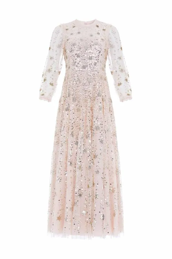 KIDSWomen Needle and Thread Shooting Stars Long Sleeve Ankle Gown Beige KIDSWomen Needle and Thread Shooting Stars Long Sleeve Ankle Gown Beige