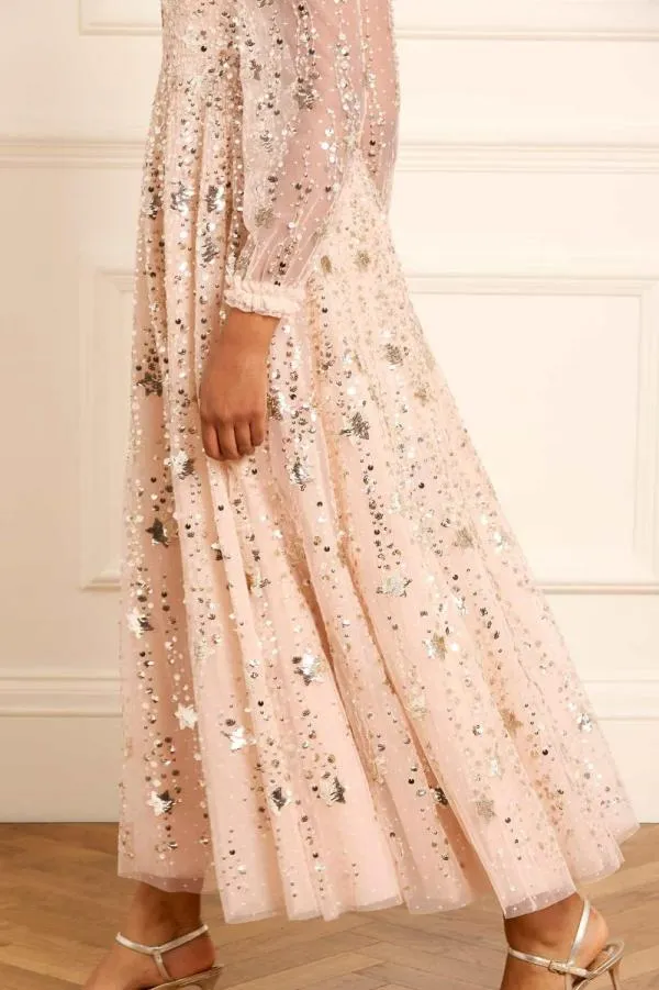 KIDSWomen Needle and Thread Shooting Stars Long Sleeve Ankle Gown Beige KIDSWomen Needle and Thread Shooting Stars Long Sleeve Ankle Gown Beige