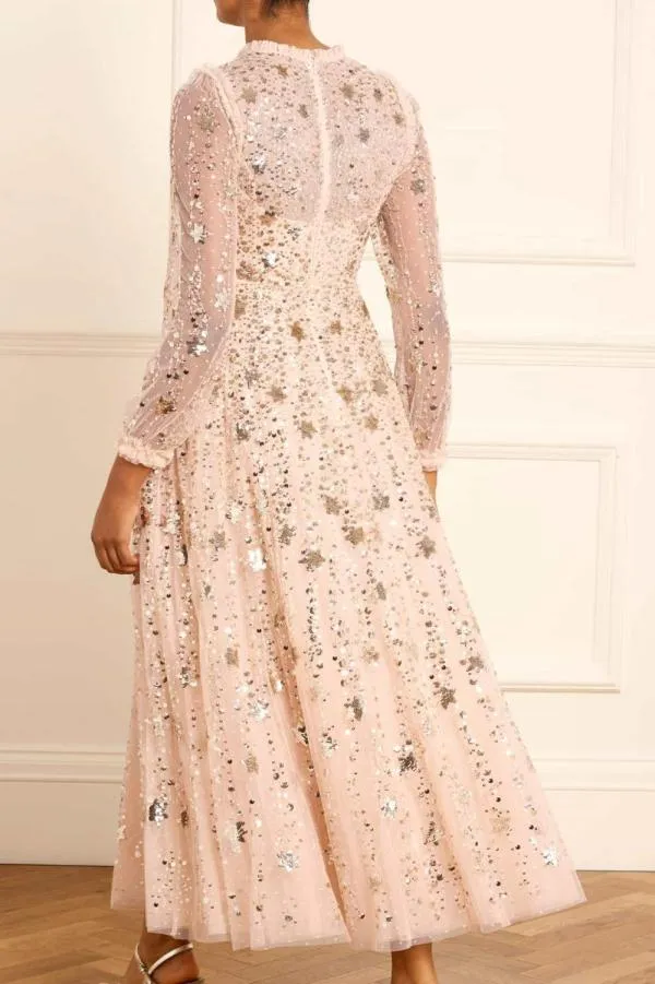 KIDSWomen Needle and Thread Shooting Stars Long Sleeve Ankle Gown Beige KIDSWomen Needle and Thread Shooting Stars Long Sleeve Ankle Gown Beige