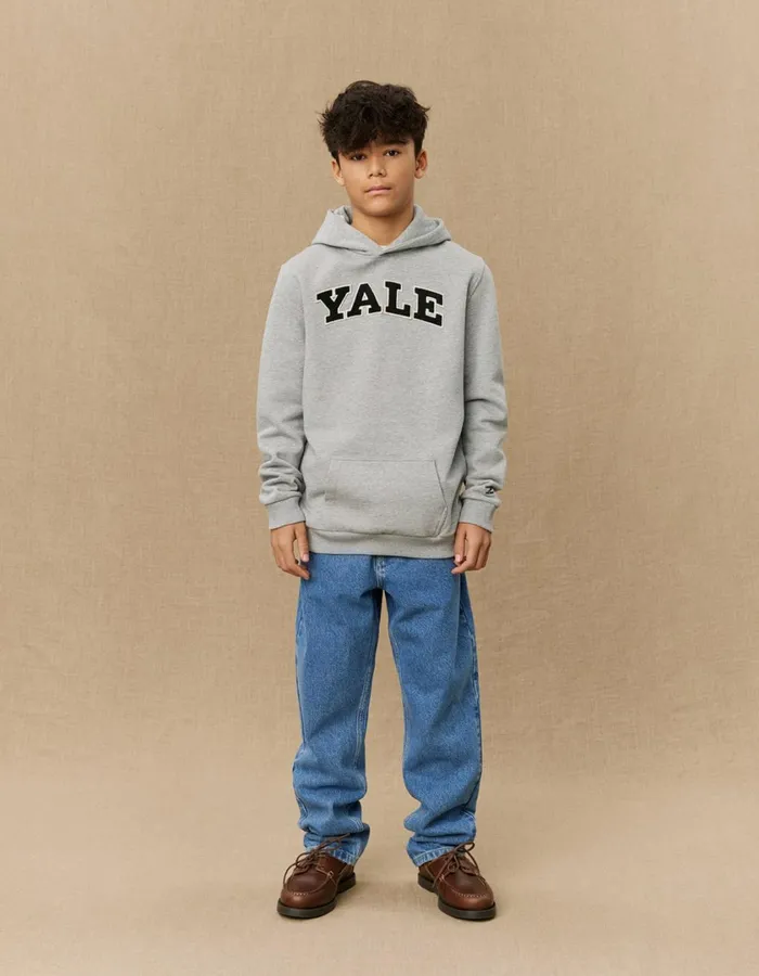 Kids Yale Hoodie KIDS 8211 Light Grey MelangeBlack Les Deux Yale