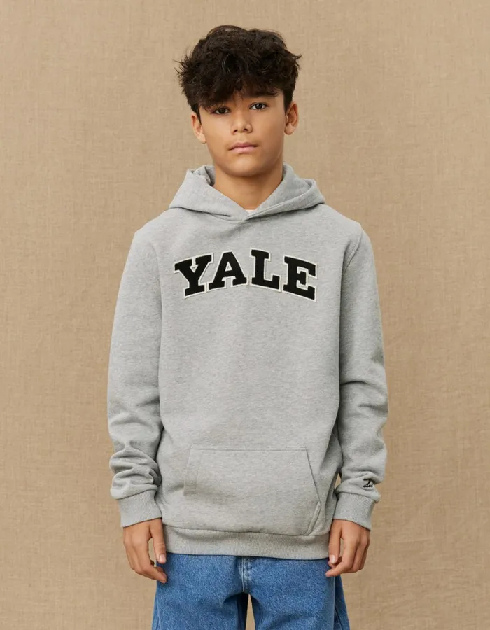 Kids Yale Hoodie KIDS 8211 Light Grey MelangeBlack Les Deux Yale