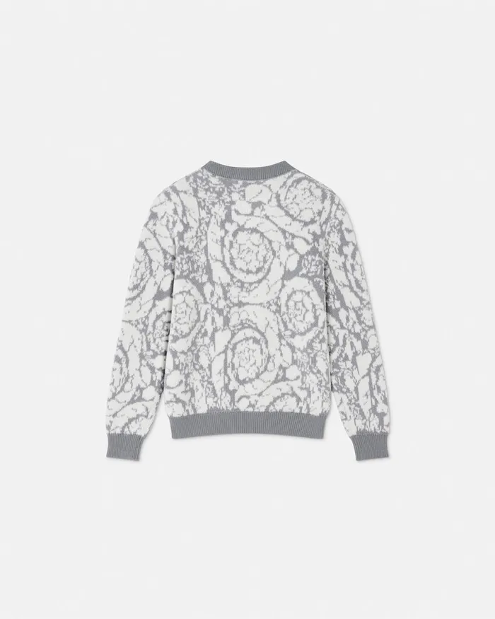 Knitwear and Sweatshirts Kids Versace Barocco Jacquard Sweater Gray