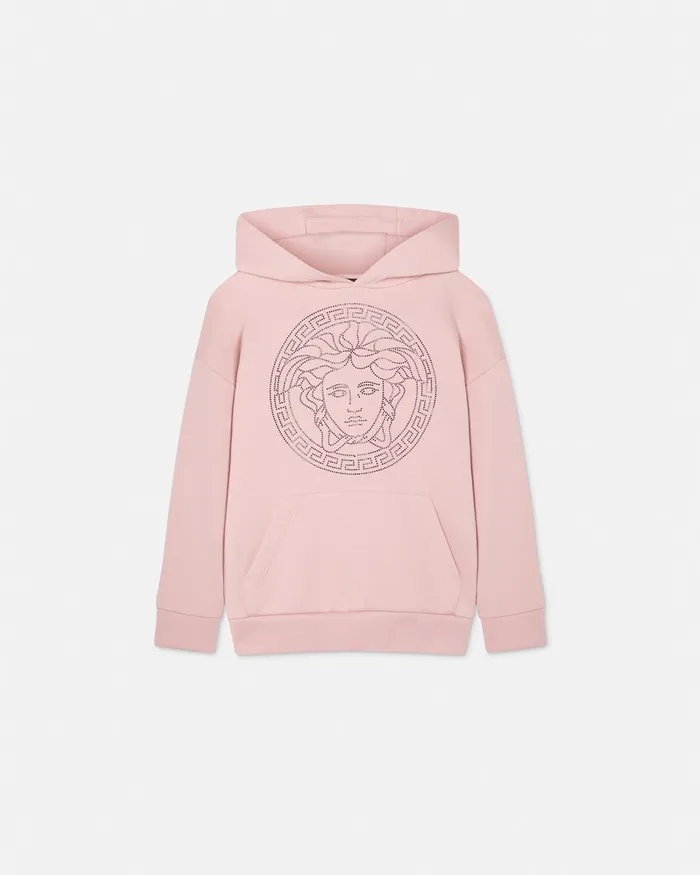 Knitwear and Sweatshirts Kids Versace Crystal Medusa Hoodie Light Pink