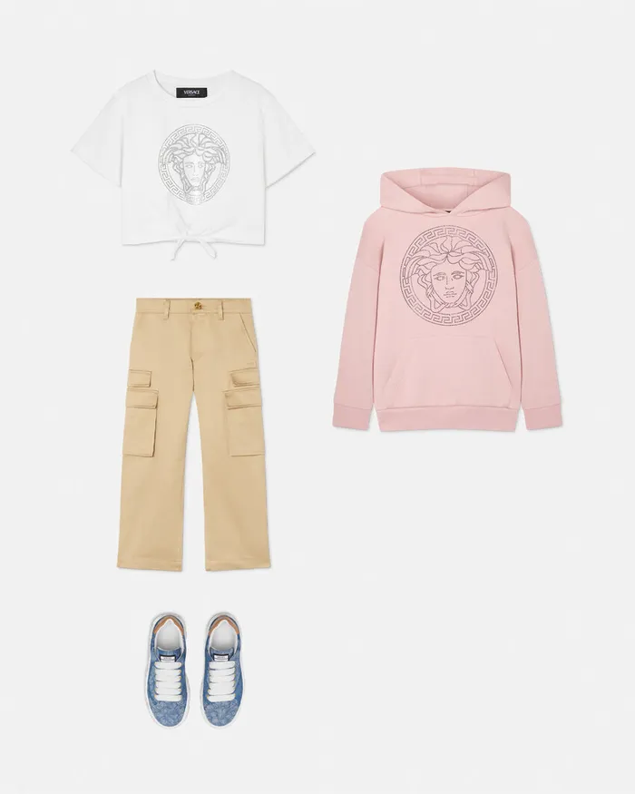 Knitwear and Sweatshirts Kids Versace Crystal Medusa Hoodie Light Pink