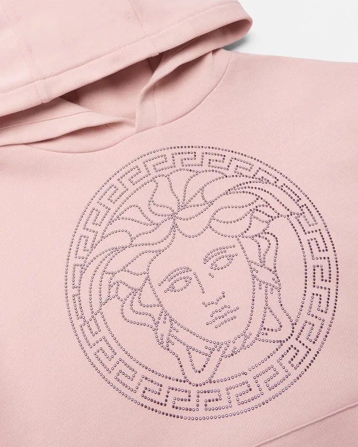 Knitwear and Sweatshirts Kids Versace Crystal Medusa Hoodie Light Pink