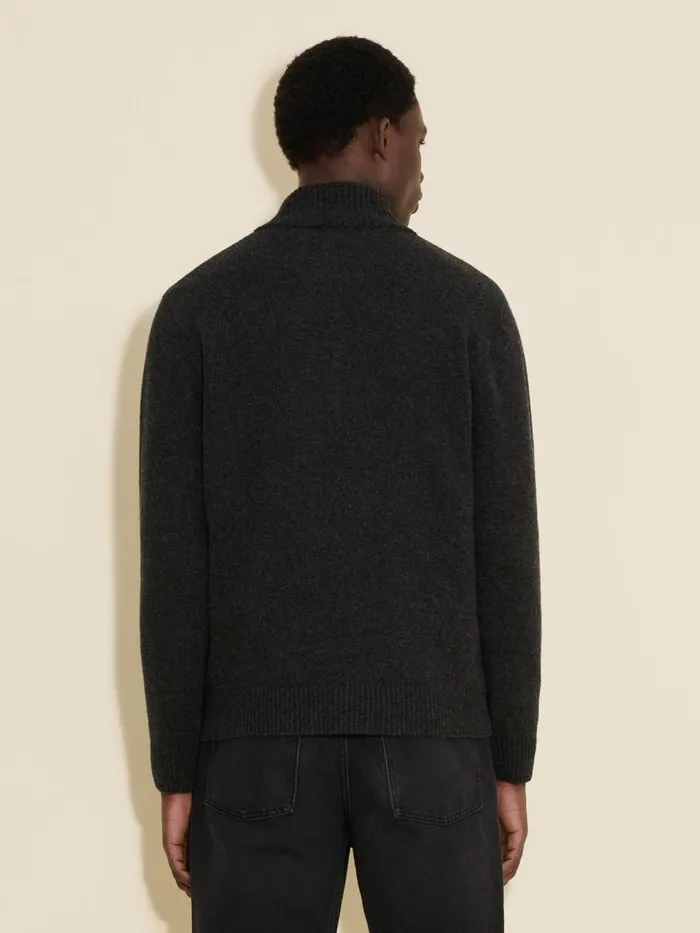 Knitwear Men Holzweiler M Lambswool Half Zip Turtle Dk Grey