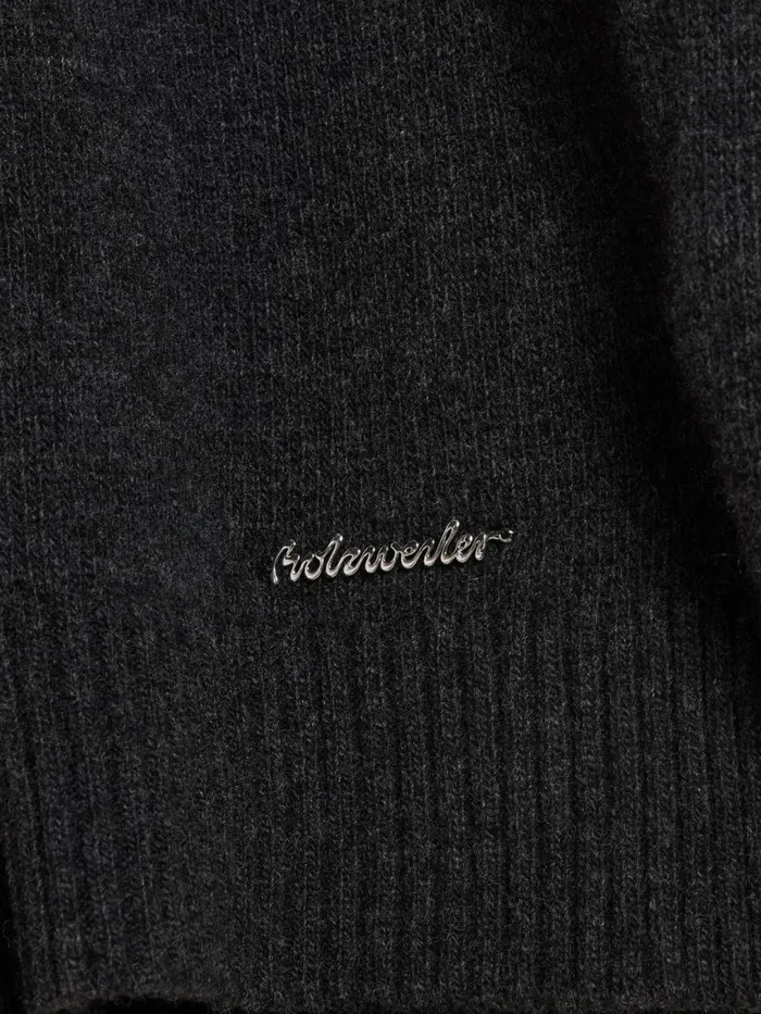 Knitwear Men Holzweiler M Lambswool Half Zip Turtle Dk Grey