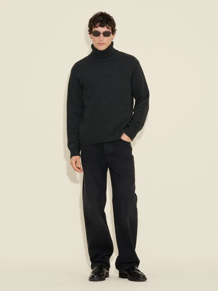 Knitwear Men Holzweiler M Lambswool Knit Turtle Dk Grey