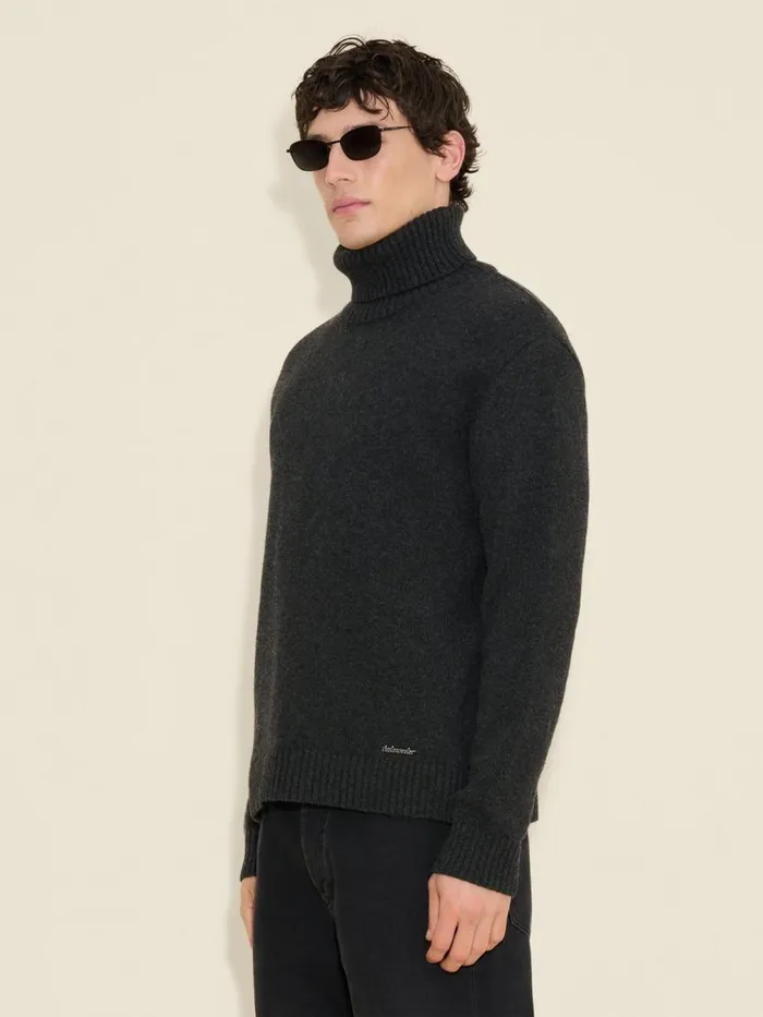 Knitwear Men Holzweiler M Lambswool Knit Turtle Dk Grey