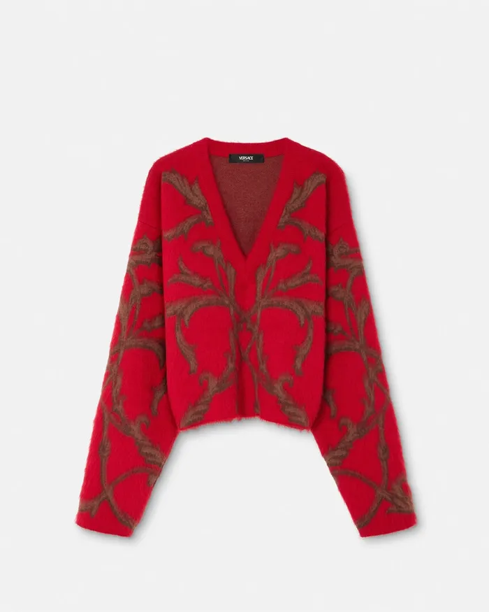 Knitwear Men Versace Acanthus Leaves MohairBlend Sweater Red