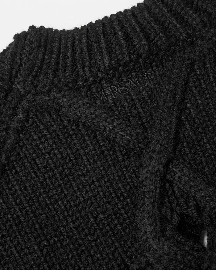 Knitwear Men Versace Wool Cutout Sweater Black