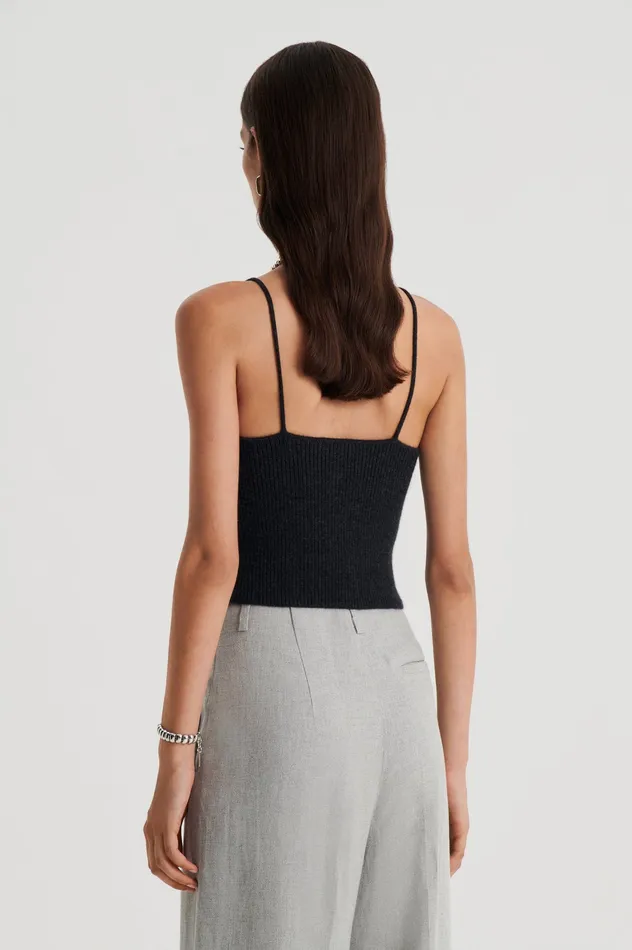 Knitwear Scanlan Theodore Women CASHMERE CAMISOLE CHARCOAL Knitwear Scanlan Theodore Women CASHMERE CAMISOLE CHARCOAL