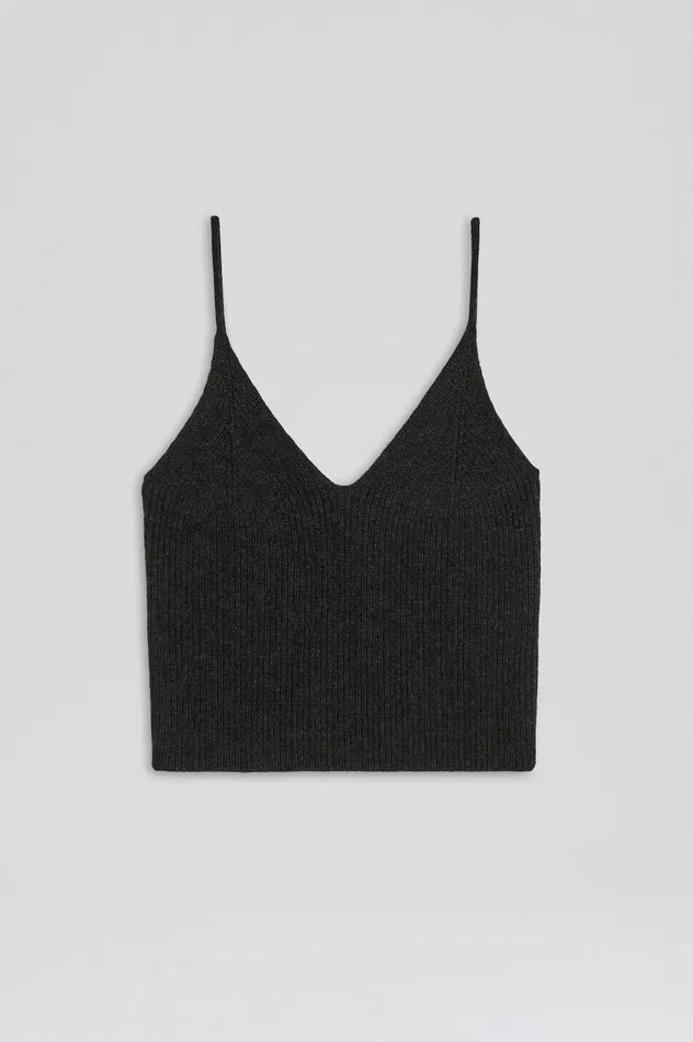 Knitwear Scanlan Theodore Women CASHMERE CAMISOLE CHARCOAL Knitwear Scanlan Theodore Women CASHMERE CAMISOLE CHARCOAL
