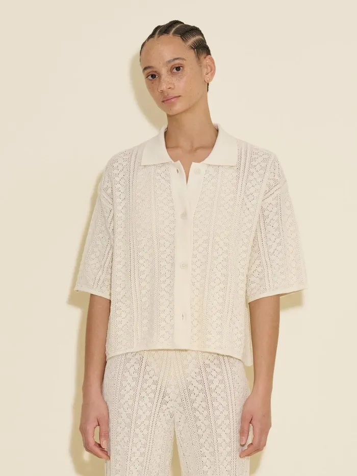 Knitwear Women Holzweiler Loch Crochet Knit Shirt White