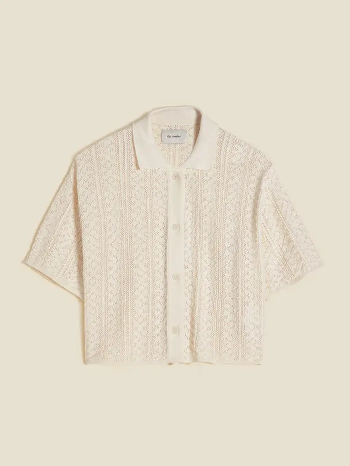 Knitwear Women Holzweiler Loch Crochet Knit Shirt White