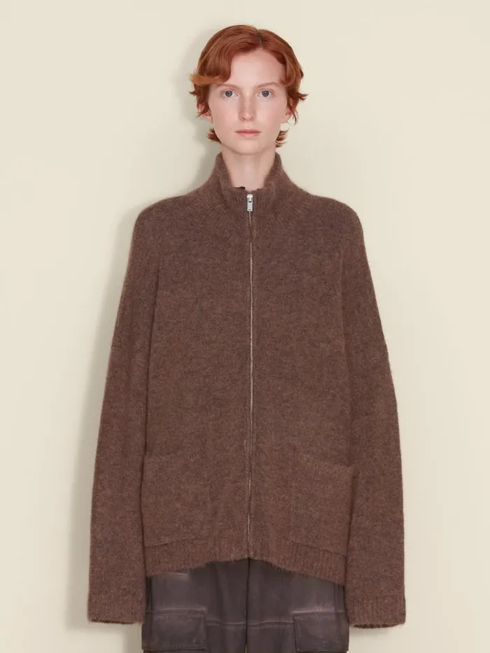 Knitwear Women Holzweiler Tine Fluffy Cardigan Dk Brown