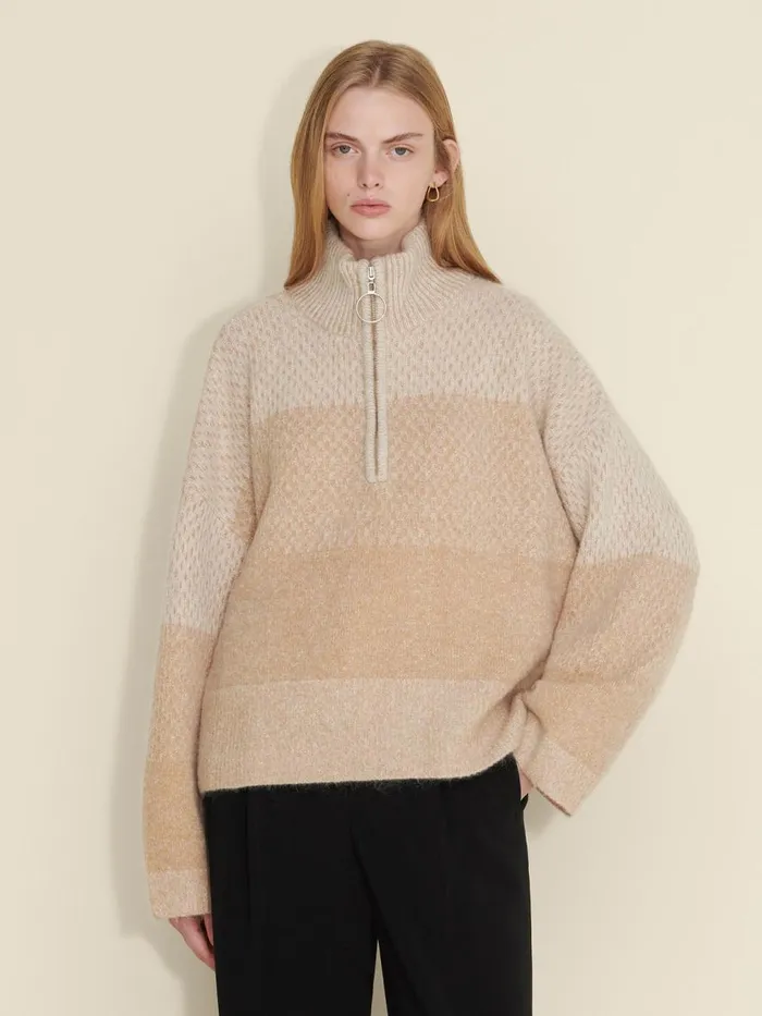 Knitwear Women Holzweiler Tine Knit Half Zip Sand Mix