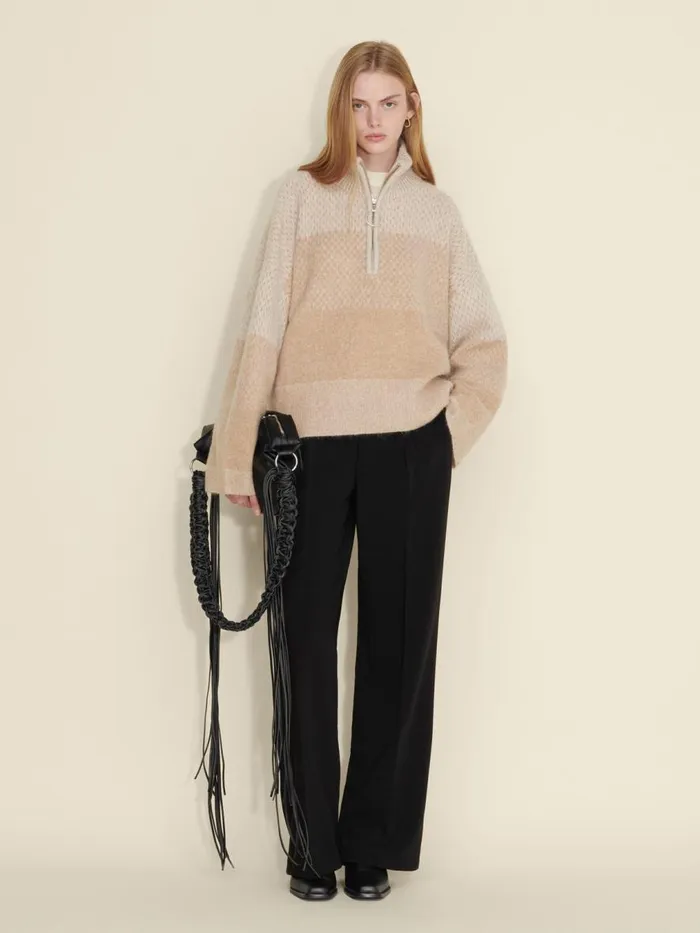 Knitwear Women Holzweiler Tine Knit Half Zip Sand Mix