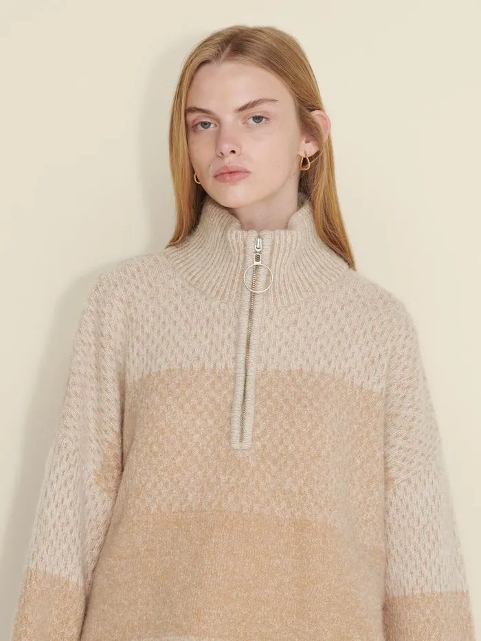 Knitwear Women Holzweiler Tine Knit Half Zip Sand Mix