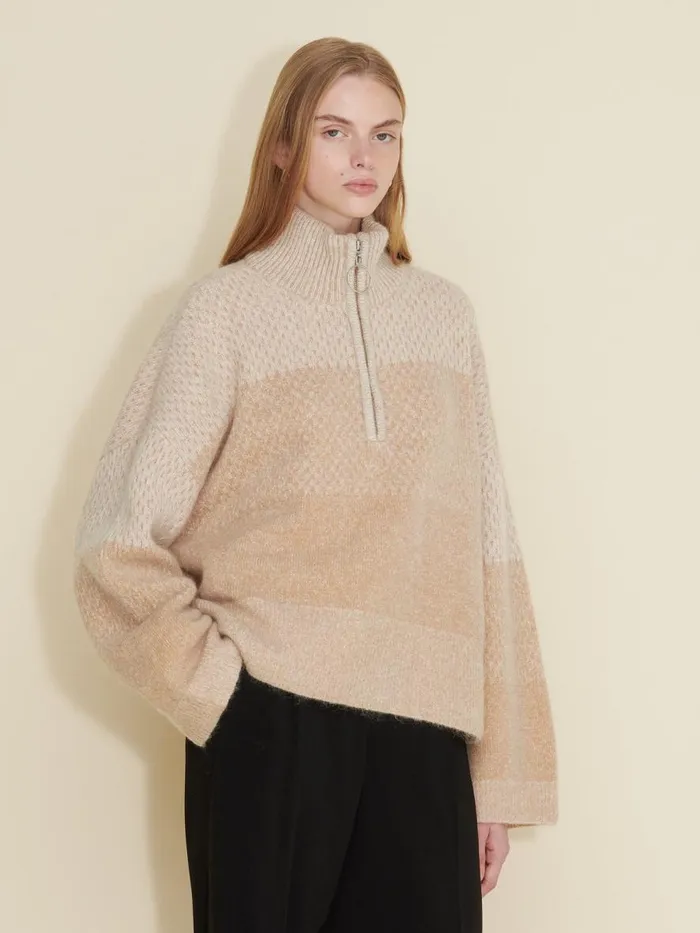 Knitwear Women Holzweiler Tine Knit Half Zip Sand Mix