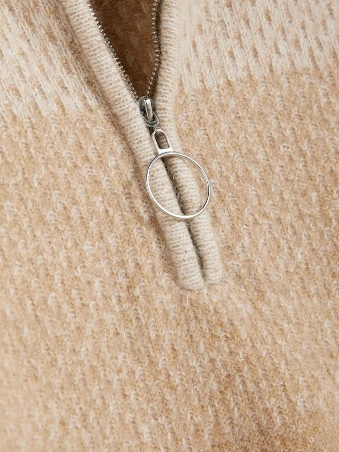 Knitwear Women Holzweiler Tine Knit Half Zip Sand Mix