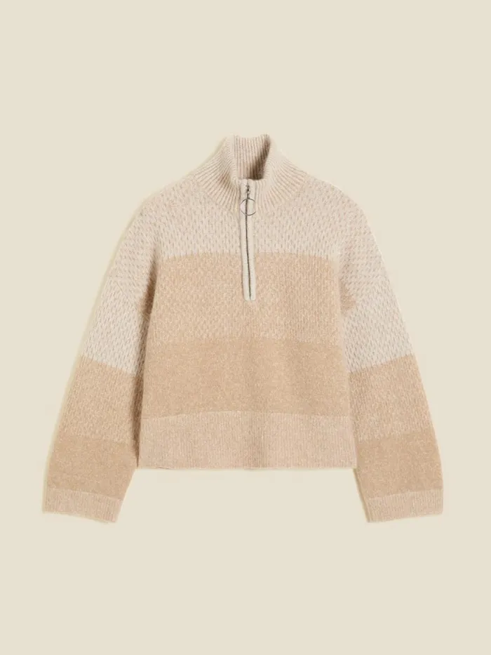 Knitwear Women Holzweiler Tine Knit Half Zip Sand Mix