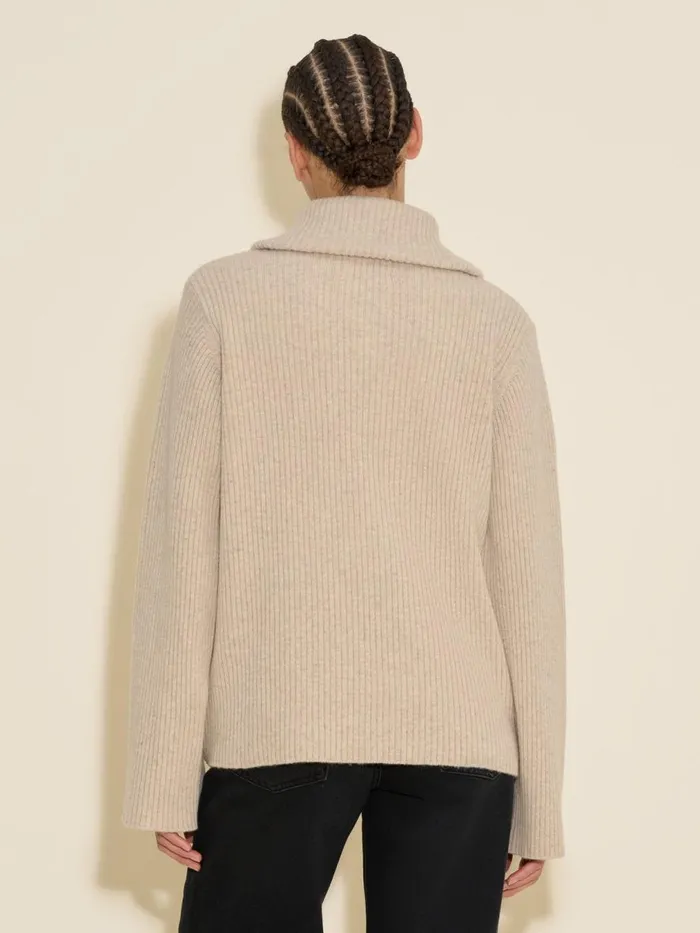 Knitwear Women Holzweiler W Lambswool Rib Zip Turtle Sand