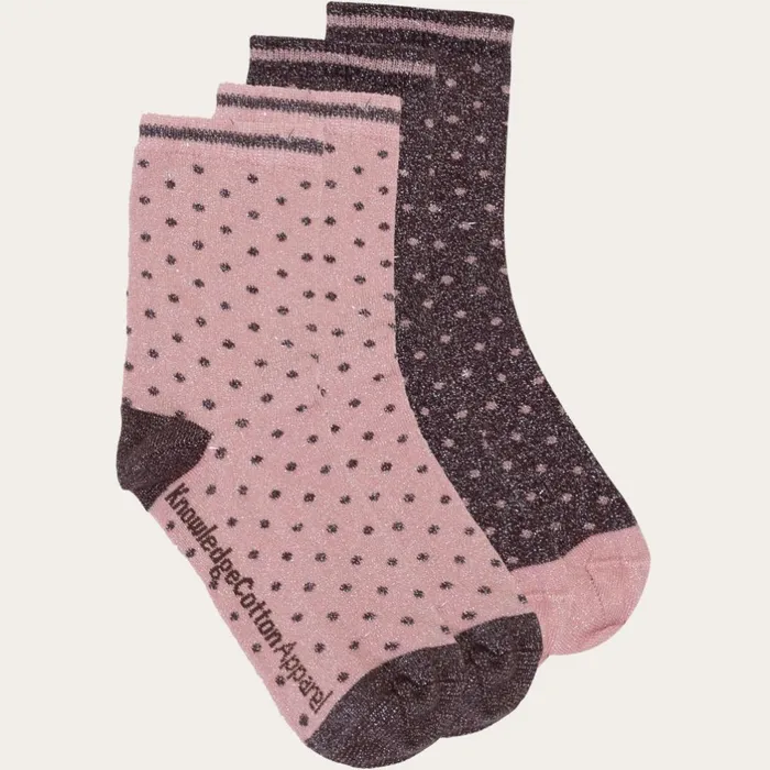 KnowledgeCotton Apparel Accessories 2 Pack Lurex Glitter Dot Socks Brown 8211 Women KnowledgeCotton Apparel Accessories 2 Pack Lurex Glitter Dot Socks Brown 8211 Women