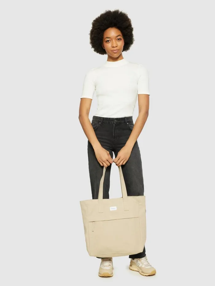 KnowledgeCotton Apparel Accessories Canvas Tote Bag GOTSVegan Light Feather Gray 8211 Men