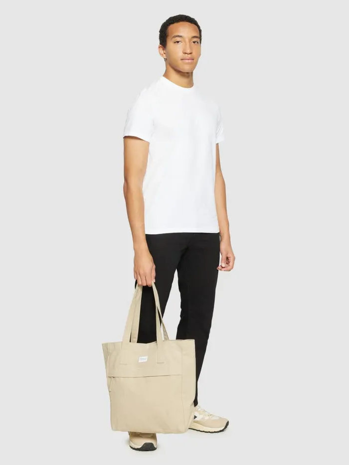 KnowledgeCotton Apparel Accessories Canvas Tote Bag GOTSVegan Light Feather Gray 8211 Men
