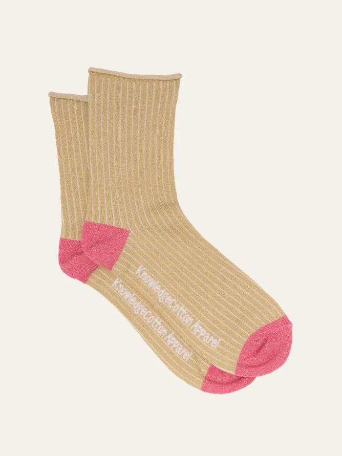 KnowledgeCotton Apparel Accessories Lurex Glitter Rib Socks Safari 8211 Women
