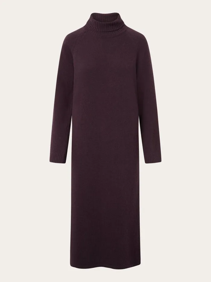 KnowledgeCotton Apparel Dresses And Skirts Roll Neck Mid Length Dress Chocolate Plum 8211 Women KnowledgeCotton Apparel Dresses And Skirts Roll Neck Mid Length Dress Chocolate Plum 8211 Women