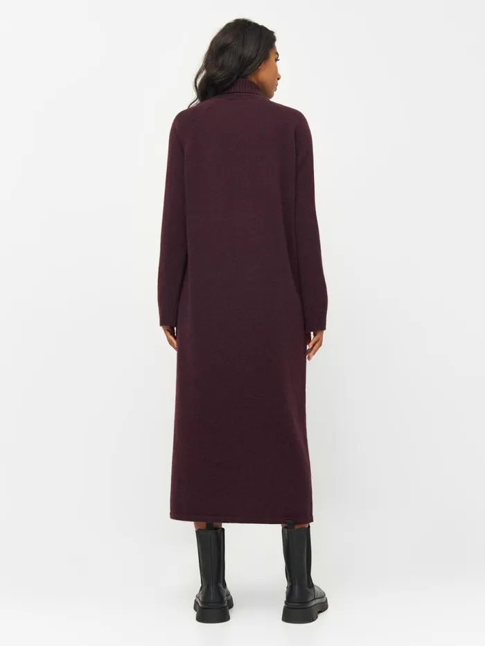 KnowledgeCotton Apparel Dresses And Skirts Roll Neck Mid Length Dress Chocolate Plum 8211 Women KnowledgeCotton Apparel Dresses And Skirts Roll Neck Mid Length Dress Chocolate Plum 8211 Women