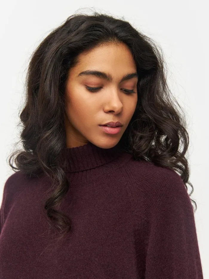 KnowledgeCotton Apparel Dresses And Skirts Roll Neck Mid Length Dress Chocolate Plum 8211 Women KnowledgeCotton Apparel Dresses And Skirts Roll Neck Mid Length Dress Chocolate Plum 8211 Women