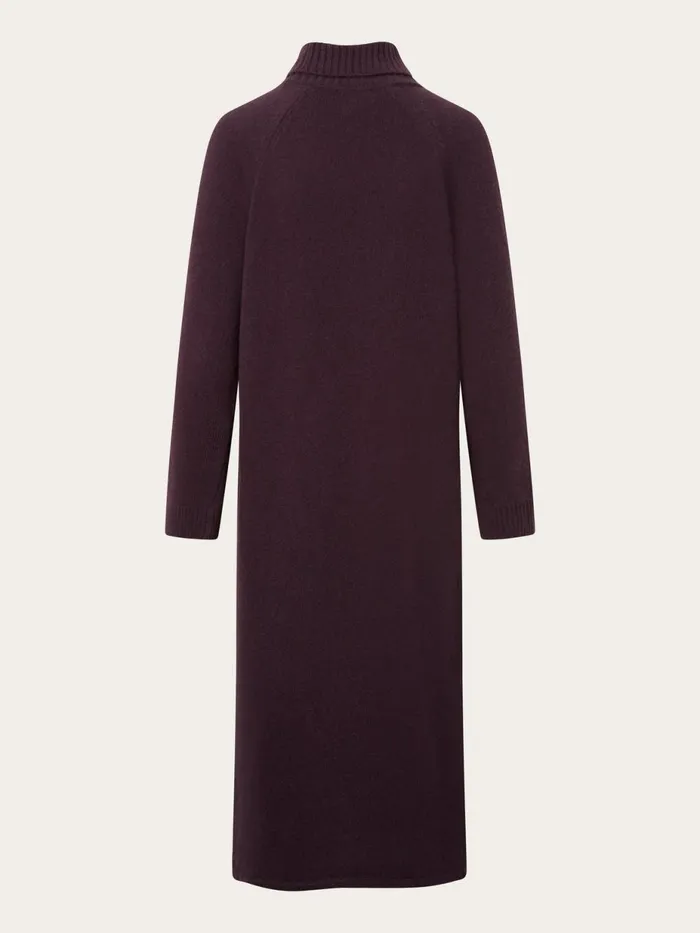 KnowledgeCotton Apparel Dresses And Skirts Roll Neck Mid Length Dress Chocolate Plum 8211 Women KnowledgeCotton Apparel Dresses And Skirts Roll Neck Mid Length Dress Chocolate Plum 8211 Women