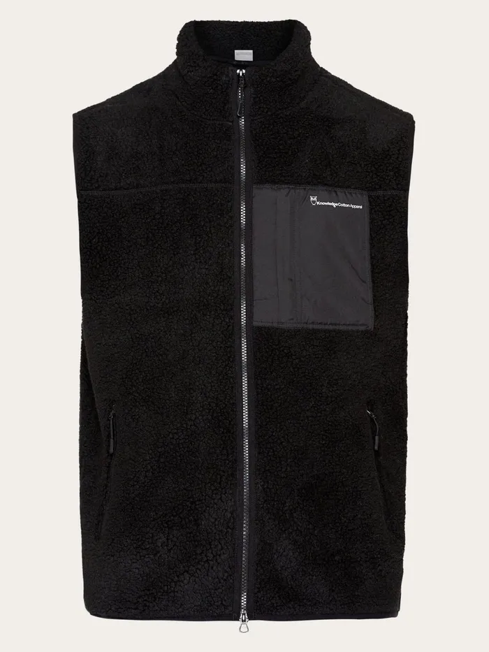KnowledgeCotton Apparel Fleece Teddy Fleece Vest Black Jet 8211 Men
