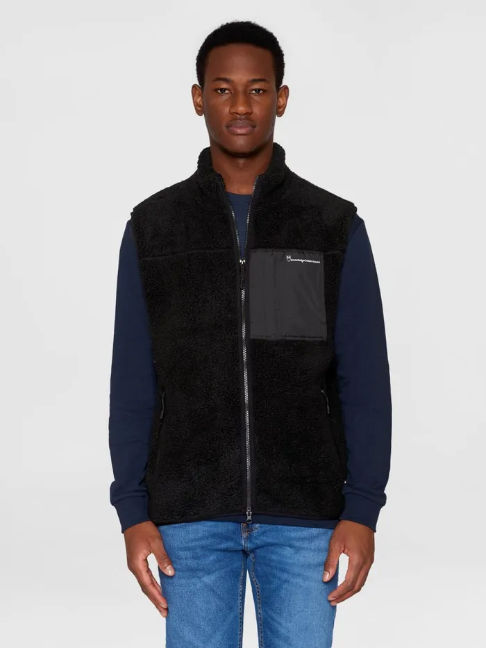KnowledgeCotton Apparel Fleece Teddy Fleece Vest Black Jet 8211 Men
