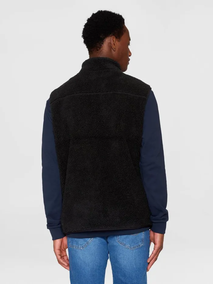 KnowledgeCotton Apparel Fleece Teddy Fleece Vest Black Jet 8211 Men