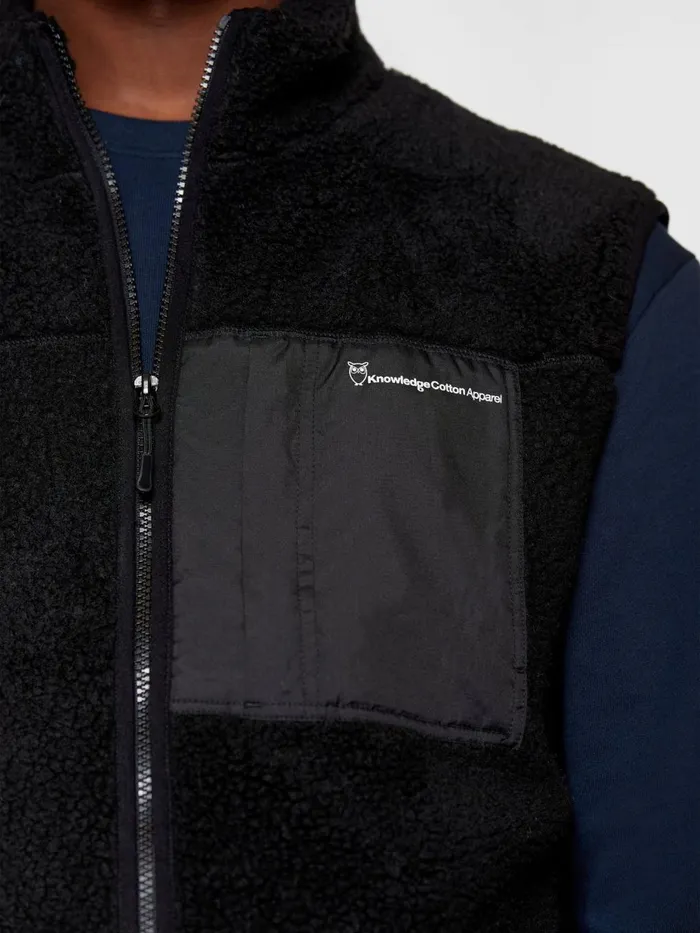 KnowledgeCotton Apparel Fleece Teddy Fleece Vest Black Jet 8211 Men