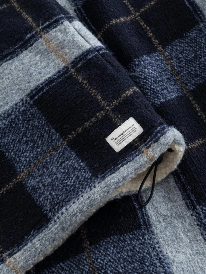 KnowledgeCotton Apparel Fleece Teddy Reversible Zip Hood Jacket Blue Check 8211 Men KnowledgeCotton Apparel Fleece Teddy Reversible Zip Hood Jacket Blue Check 8211 Men