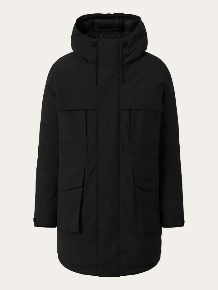 KnowledgeCotton Apparel Jackets And Vests APEX CANVAS Long Padded Coat Black Jet 8211 Men KnowledgeCotton Apparel Jackets And Vests APEX CANVAS Long Padded Coat Black Jet 8211 Men
