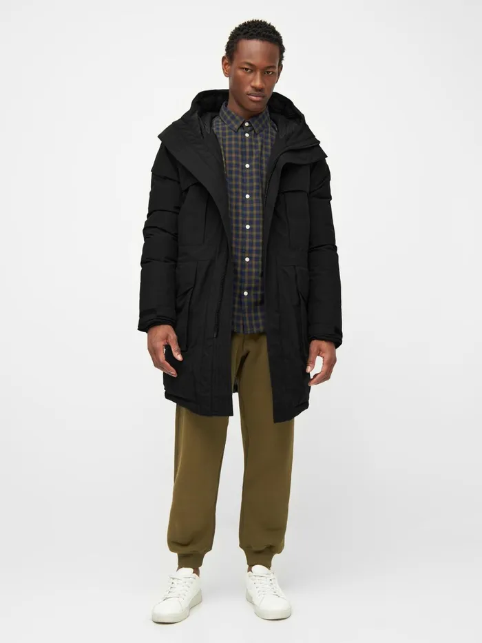 KnowledgeCotton Apparel Jackets And Vests APEX CANVAS Long Padded Coat Black Jet 8211 Men KnowledgeCotton Apparel Jackets And Vests APEX CANVAS Long Padded Coat Black Jet 8211 Men