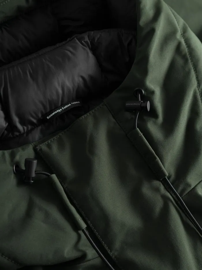 KnowledgeCotton Apparel Jackets And Vests APEX CANVAS Long Padded Coat Forrest Night 8211 Men