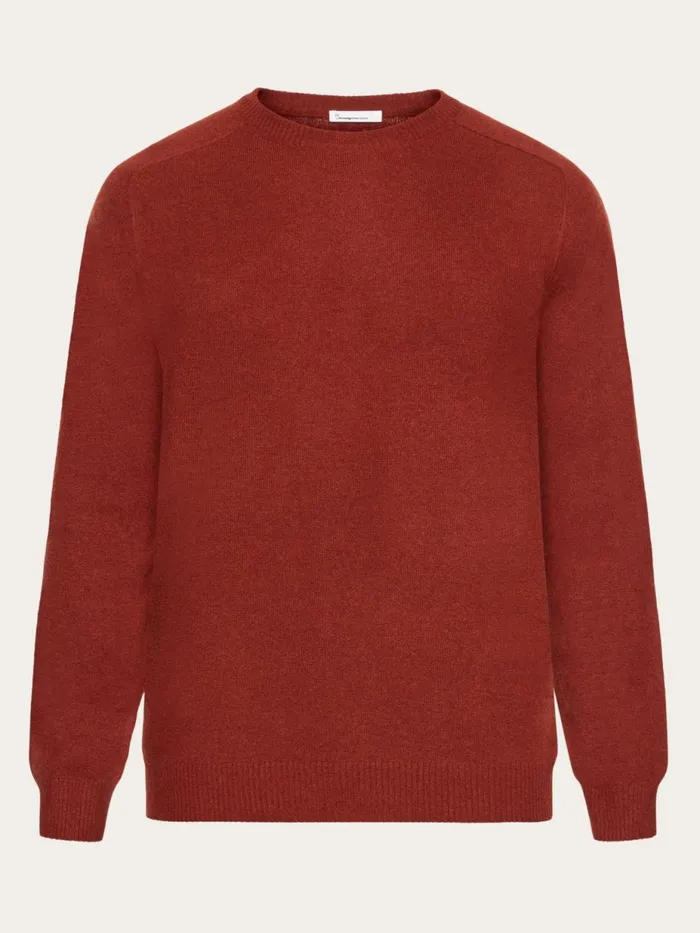 KnowledgeCotton Apparel Knits Basic Oneck Knit Fired Brick 8211 Men