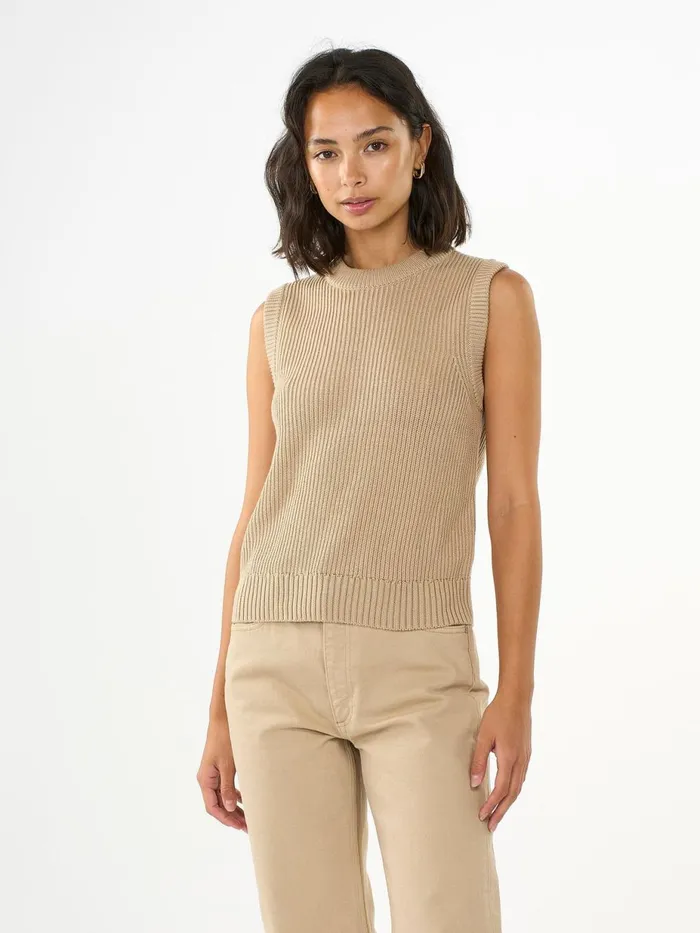 KnowledgeCotton Apparel Knits Crew Neck Cotton Mix Vest Safari 8211 Women KnowledgeCotton Apparel Knits Crew Neck Cotton Mix Vest Safari 8211 Women