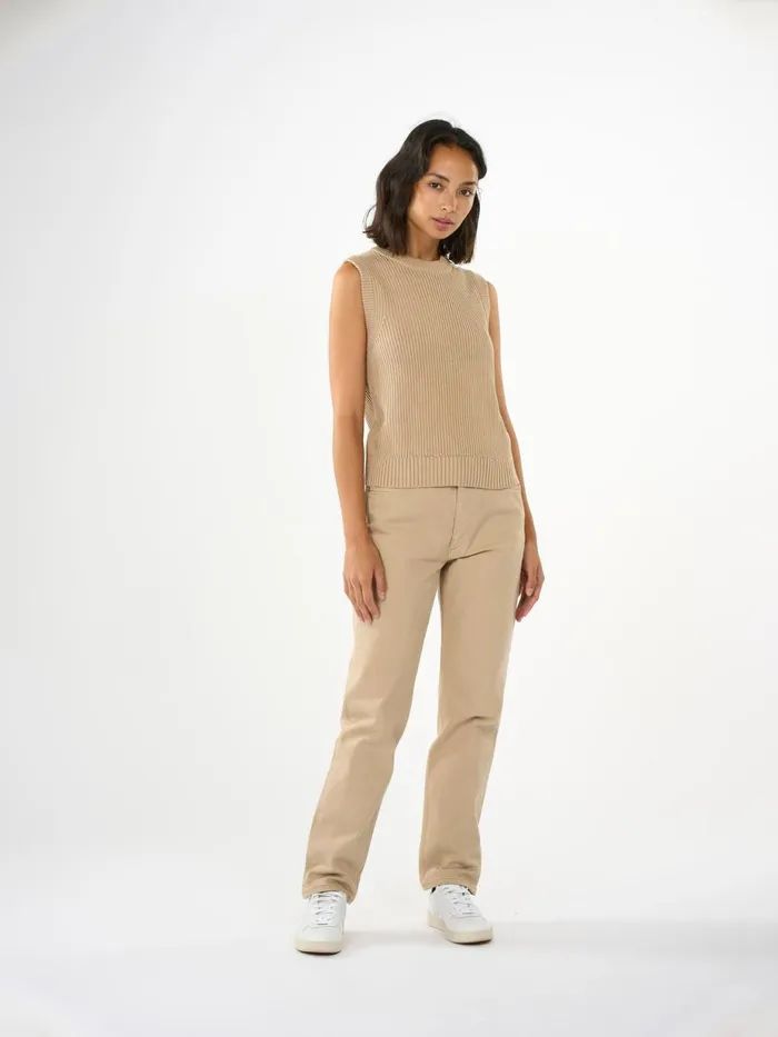 KnowledgeCotton Apparel Knits Crew Neck Cotton Mix Vest Safari 8211 Women KnowledgeCotton Apparel Knits Crew Neck Cotton Mix Vest Safari 8211 Women