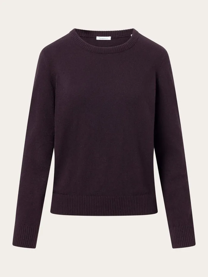 KnowledgeCotton Apparel Knits Lambswool Crew Neck Chocolate Plum 8211 Women